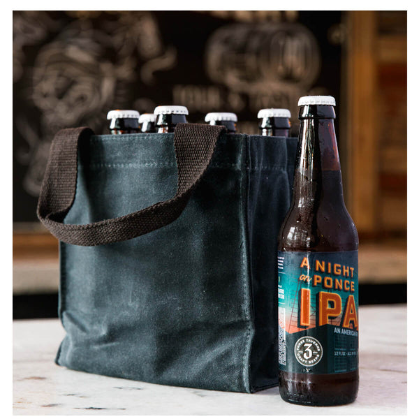 Waxed Canvas 6-Pack Beer Bottle Tote