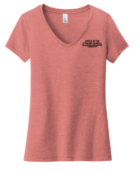 Ladies V-Neck with Logo Left Front