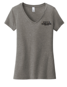 Ladies V-Neck with Logo Left Front