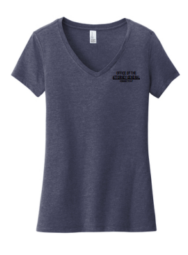 Ladies V-Neck with Logo Left Front