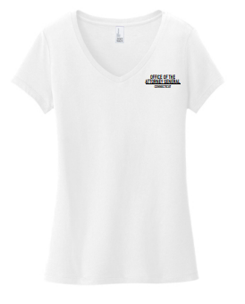 Ladies V-Neck with Logo Left Front