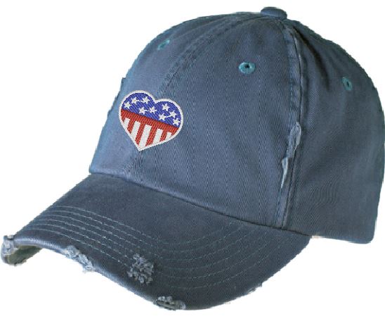 Heart Flag Distressed Hat