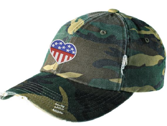 Heart Flag Distressed Hat