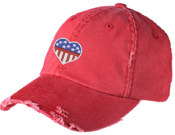 Heart Flag Distressed Hat