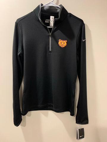 Black Nike Ladies Dri-FIT Stretch 1/2-Zip Cover-Up with Bear Head