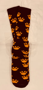 Maroon Athletic Socks with Gold Paws