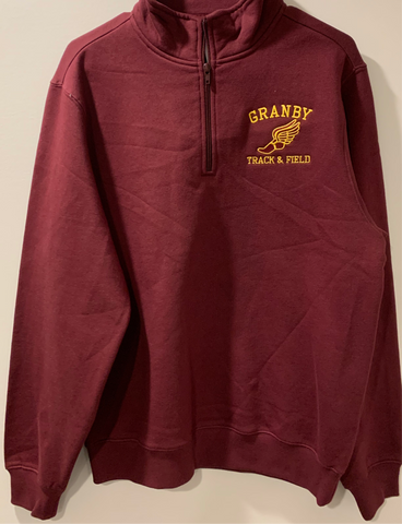 Granby Track and Field Maroon 1/4 Zip